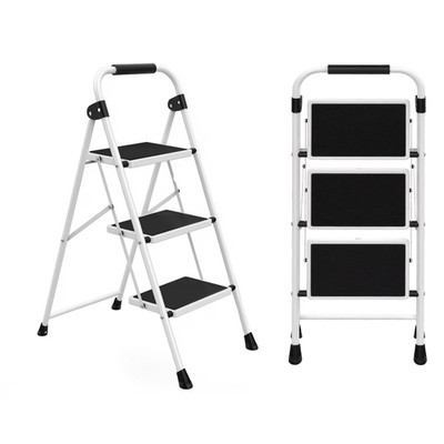 Alvantor 2-Inch Thin Foldable Step Stool, 330 Lbs Heavy Duty Steel Step Ladder