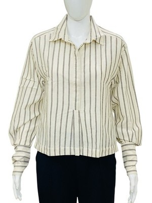Ulla Johnson Damen Creme Schwarz Gestreifte Tunika Bluse Hemd Größe S 4
