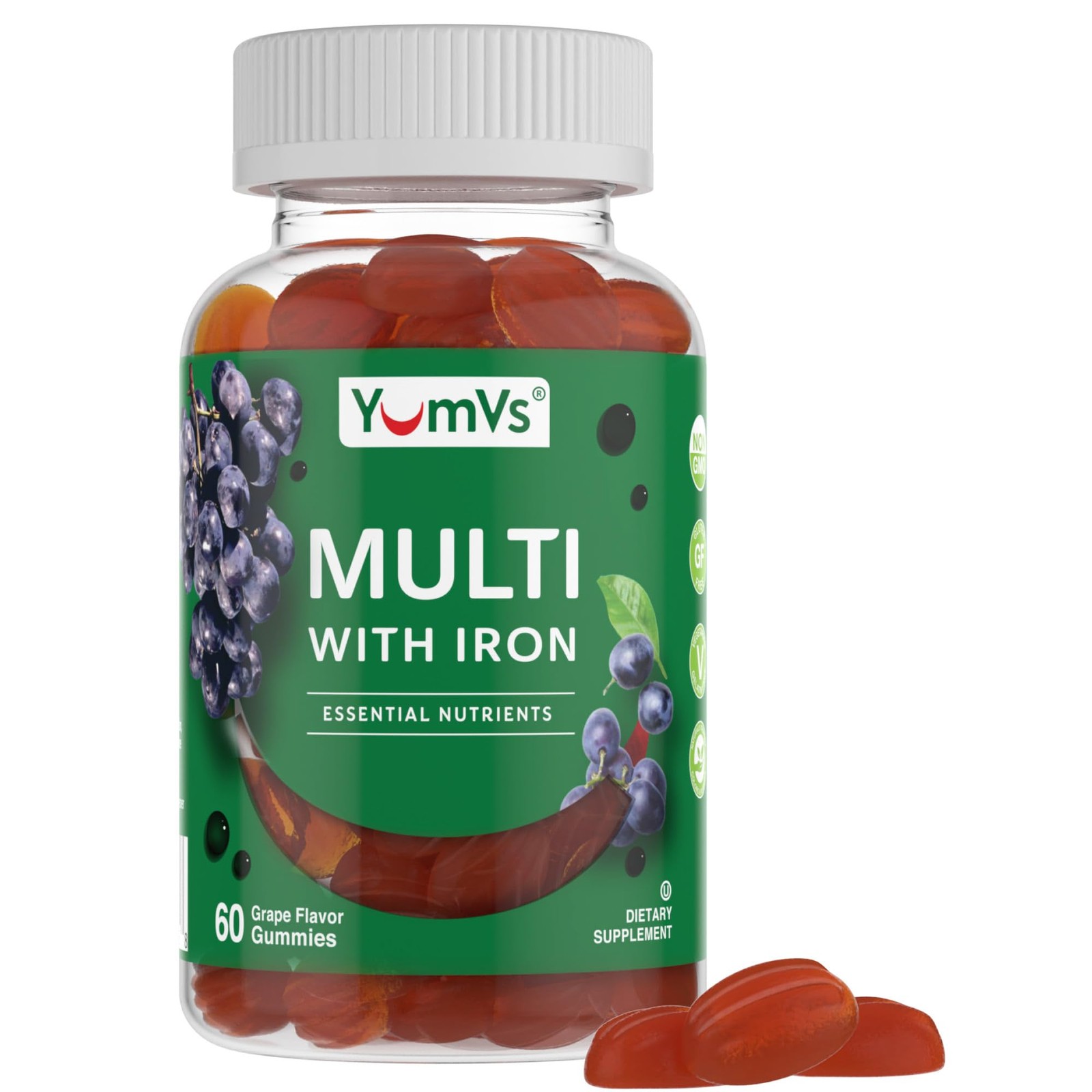 Iron Gummies - Multivitamin Iron Supplement with Vitamin C, A, B & Zinc, Supp...