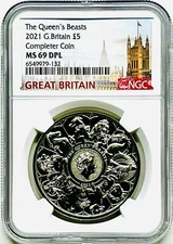2021 GREAT BRITAIN 5PD QUEEN'S BEASTS COMPLETER COIN NGC MS69 DPL