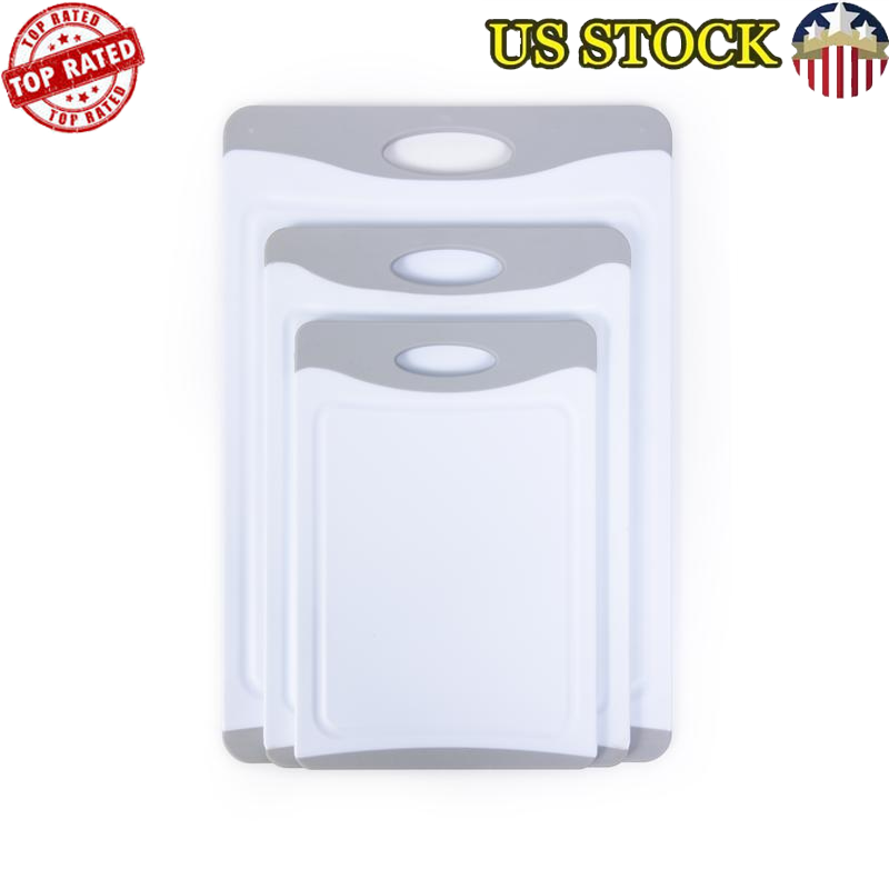 Cutting Board Set 3 Sizes Ergonomic Handles Juice Groove Reversible Eco-Friendly-image