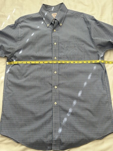 BROOKS BROTHERS Long Sleeve Shirt Sz M Button Front Blue Plaid 346 - Picture 4 of 6