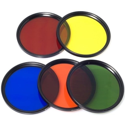 55mm Color Filter Set Lens Filter Kit Blue Yellow Orange Red Green + Lens Cap - Picture 2 of 4