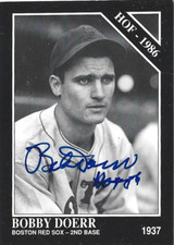 Bobby Doerr Autographed 1992 The Sporting News Baseball Card 467 Boston Red Sox+
