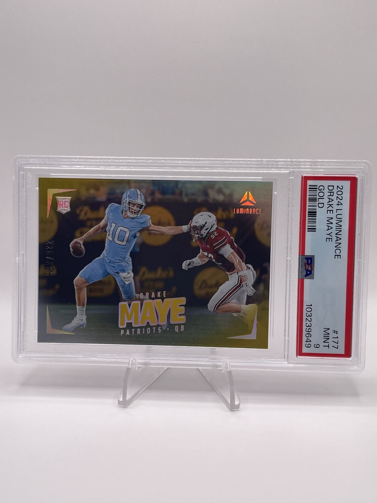 2024 Panini Luminance Rookies Gold /299 Drake Maye #177 PSA 9 MINT Rookie RC