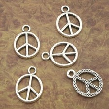 40pcs 12x17mm;hole,1.5mm Tibetan Silver peace sign charm pendants X0135