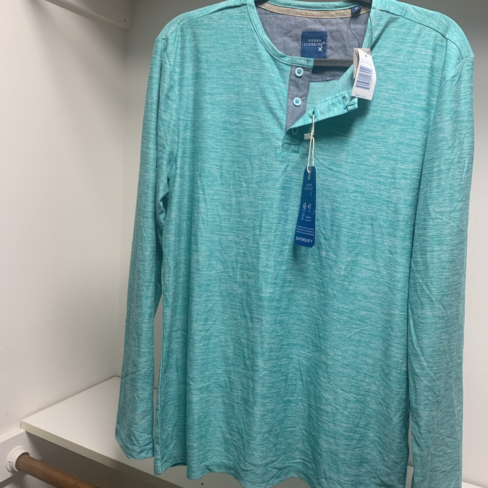 Essex Crossing men's Baltic Blue super soft long sleeve pullover shirt