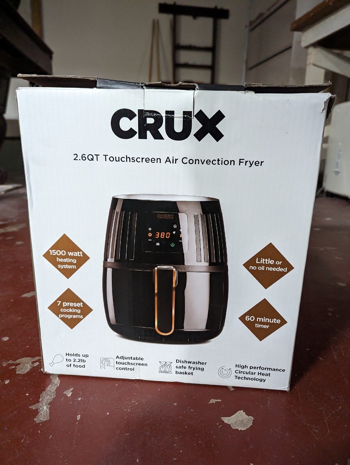 Crux TXGDT13A Touchscreen Air Convection Fryer 2.6 Qt Black