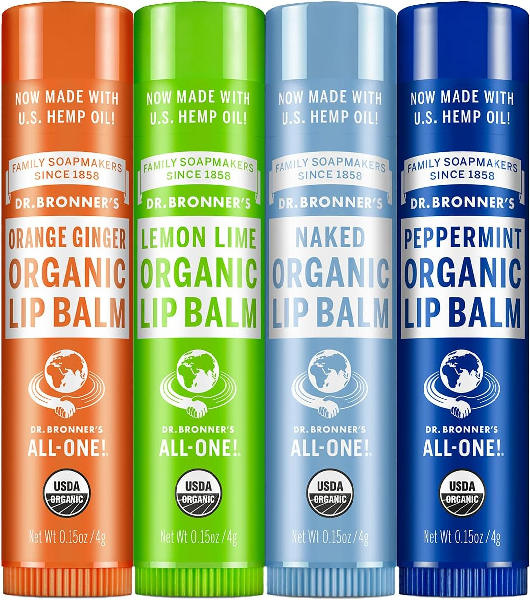 Dr. BronnerS - Органический бальзам для губ с оттенками мяты, Апельсина, Имбиря, Лимона