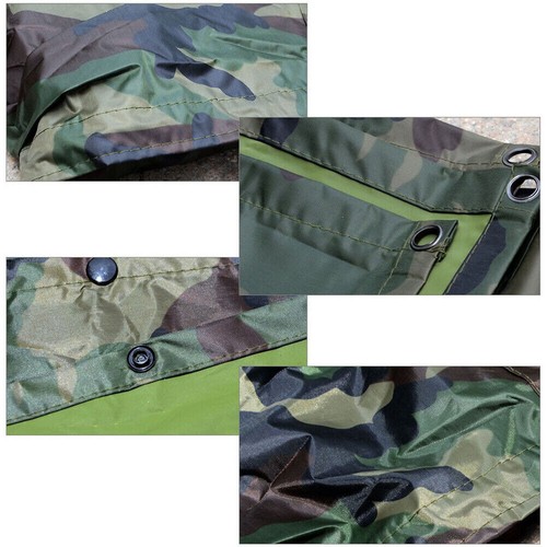 Rain Poncho Waterproof Raincoat Cover Rain Cape Hooded Hiking Camping Military - Picture 7 of 16