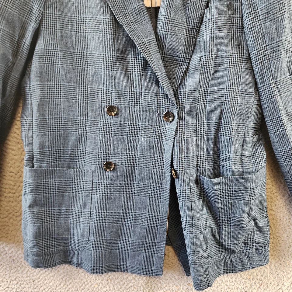 Blazer Scotch & Soda Doble Pecho Cuadros Para Hombre M Azul Cuadros Cierre Botón + Foto 3 de 4