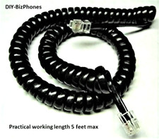2-Pack Black 9Ft Tone Commander Phone Handset Cord TEO 6210 6220 Curly Coil