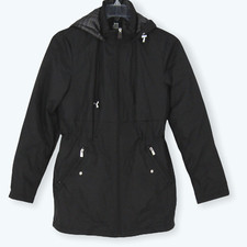 Intl D.e.t.a.i.l.s Women's Full Zip Jacket Hooded Black Polyester Small