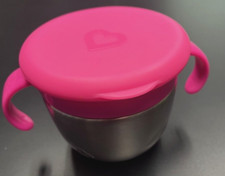 Munchkin Snack Catcher Cup with Double Lid Stainless Steel 9 ounce Pink