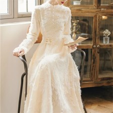 Fille Dame Japonais Robe Rétro Midi Doux Fairy Princesse Fête Épais Automne