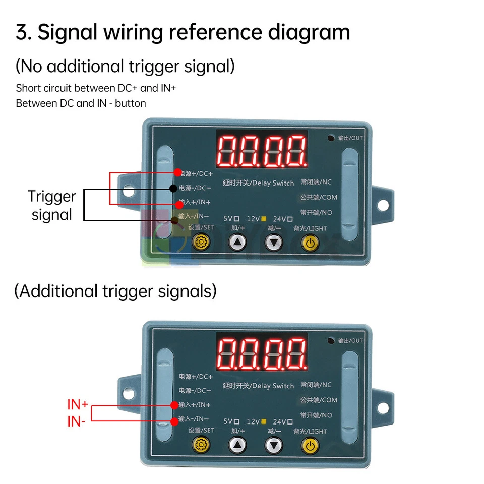 DC 5V 12V 24V 10A Delay Time Relay Module Programmable LED Timer Control Switch - Image 3 of 4