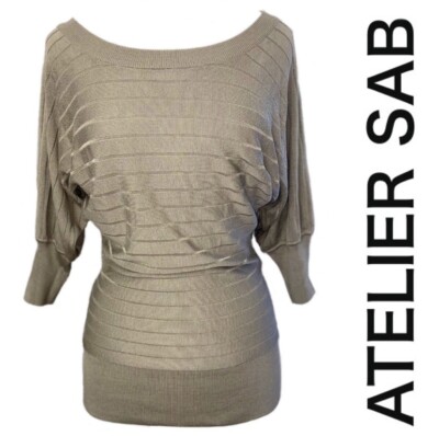 Vntg ATELIER SAB Y2Y Japanese Brand 3/4 Dolman Sleeve Brown Knitted Sweater Sz38