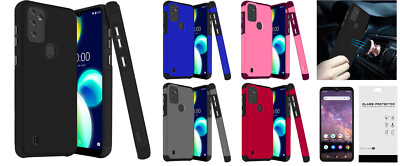 FOR Wiko Voix U616AT SLIM ShockProof Hybrid Case Phone Cover + Tempered Glass