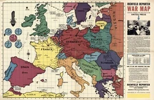 1939 Pictorial World War II Map Military Bases Ports WWII Wall Poster Print