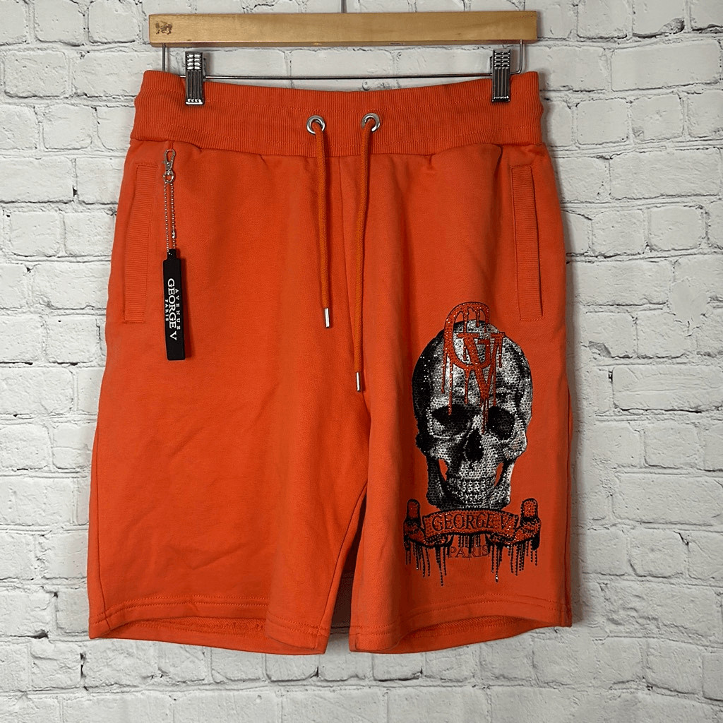 Avenue George V Paris Conjunto de Pantalones Cortos y Camisa Calavera Brillo Talla Pequeña S NUEVO