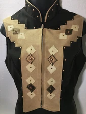 Show Me Western Design Crystals & Copper Studs Equestrian Horse Show Vest