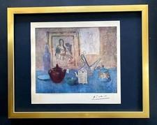 PABLO PICASSO+ ORIGINAL 1948 + SIGNED + HAND TIPPED COLOR PLATE STILL LIFE