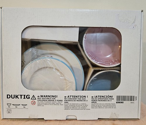 Ikea Duktig Plates & Bowls Kids Tea Set Ceramic 12 Piece Role Play Toys Ages 3+