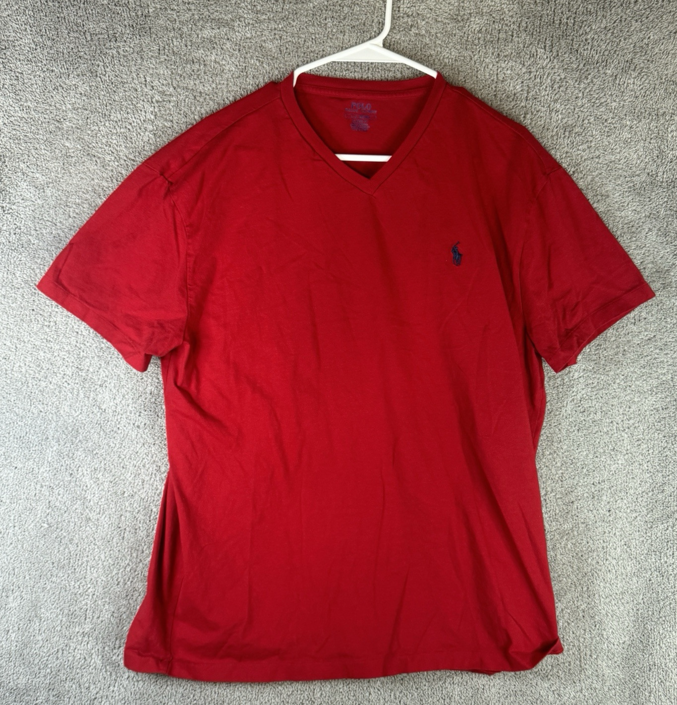 Polo Ralph Lauren camicia uomo grande rossa scollo a V manica corta vestibilità classica pony