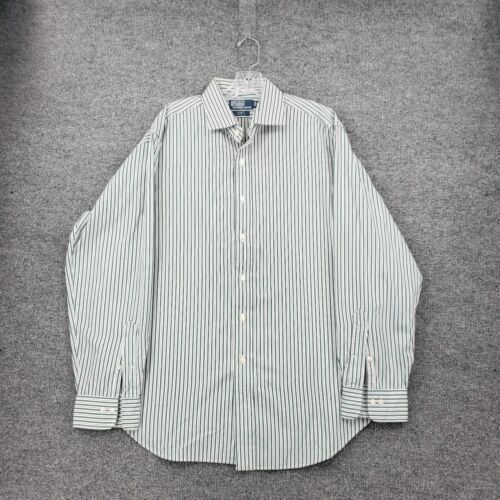 Polo Ralph Lauren Button Up Shirt Mens 17 34-35 Green Regent Classic Fit Striped