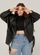 Nasty Gal Plus Size Real Leather Biker Moto Jacket