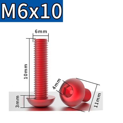 M6 Aluminium Button Head Allen Screws Anodizing Hex Socket Colourful Screws - Picture 8 of 78