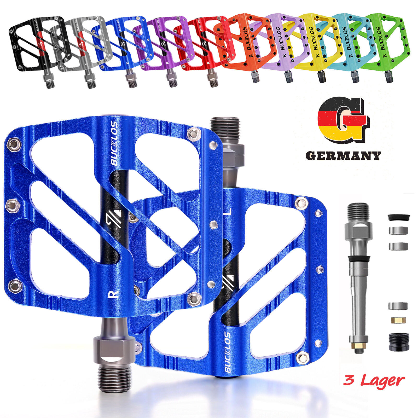 SUNFATT Fahrrad Pedale Set 9/16 Zoll - Rutschfeste MTB Pedale Mit 3 Lagern