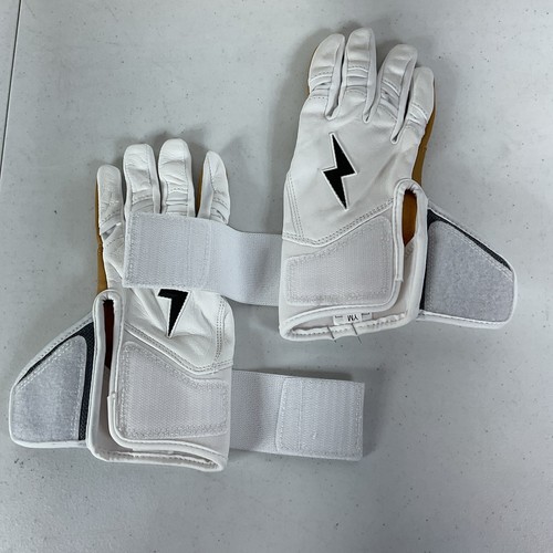 Guantes de Bateo Bruce Bolt Premium Pro Juvenil Puño Medio Largo Blanco Dorado AGOTADOS - Imagen 6 de 13