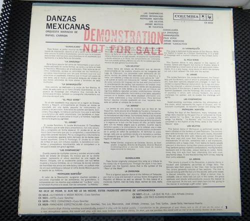 Orquestra Mariachi De Rafael Carrión – Danzas Mexicanas (Columbia – EX 5032) - Imagen 2 de 4
