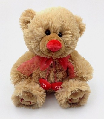 Caltoy Small Brown Teddy Bear Red Hearts Valentine Soft Plush Stuffed Animal 9