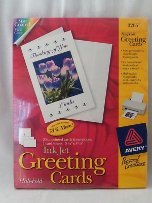 New Avery Personal Creations 3265 Half-Fold 20 Unprinted Greeting Cards
