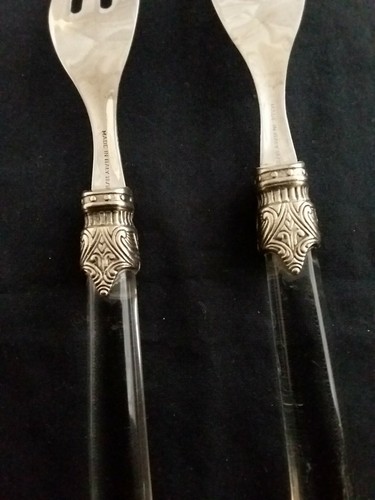 Cocktail Three Tine Fork ITALY FLATWARE Set of Two Clear Handle - Picture 6 of 7