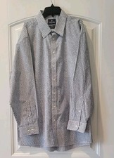 Stafford Grey White Stripe Leaf Travel Performance Super Reg Fit Button LS Shirt