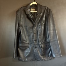 Guide Gear 100 Leather Blazer Jacket Black Men  s Size Large Nice Vintage VTG
