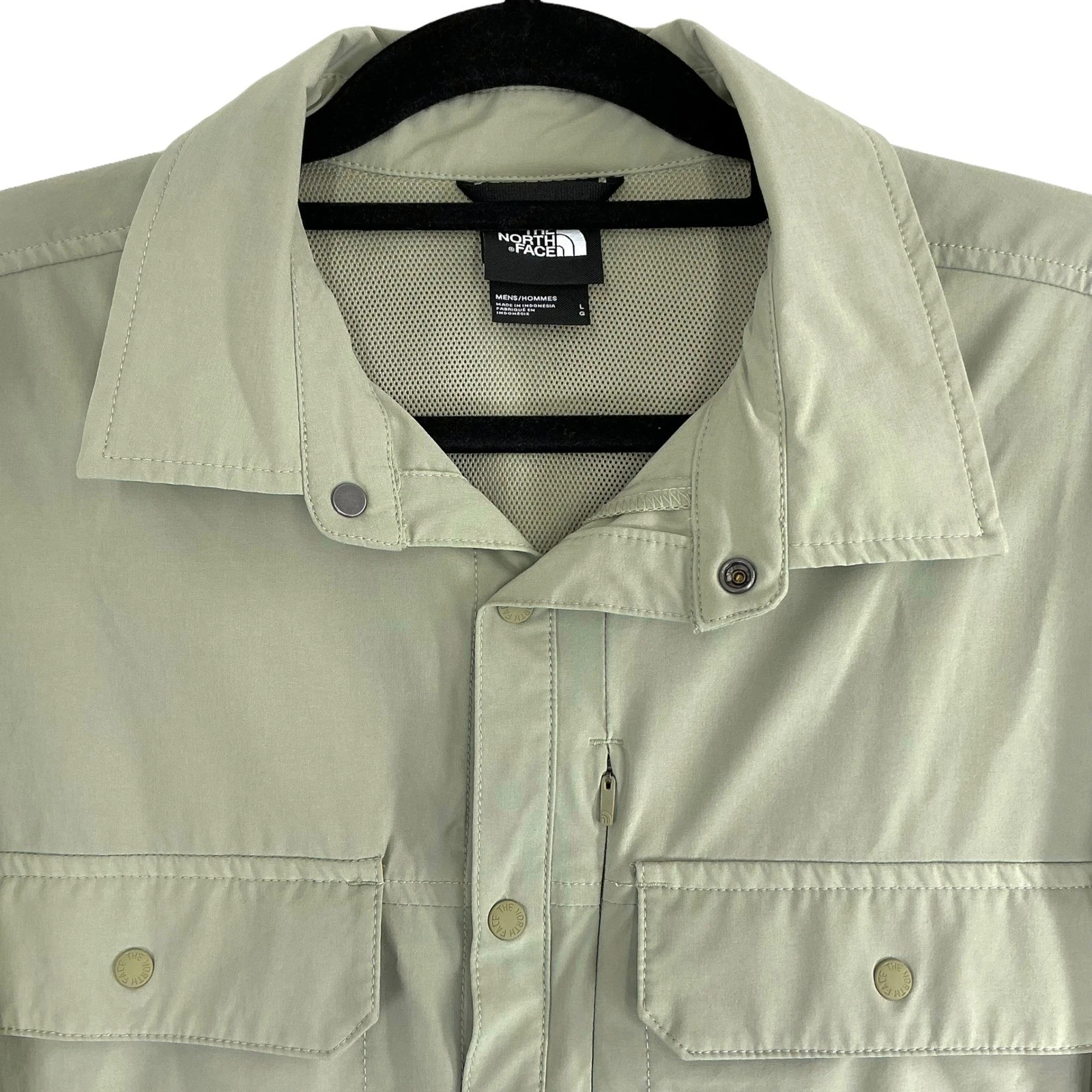 The North Face Sniktau Sun Shirt Men's Large Green Snap Hiking UPF 40