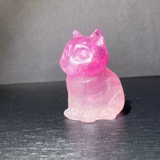 88g Rare fluorite crystal Carved cat  reiki healing decor