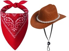 Pet Cowboy Costume for Small Dogs  Cats   Hat  Bandana Scarf Western Outfit