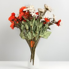 Ashland NWT Artificial Floral Stems Daisies 2 Red Stems And 1 White Stem New