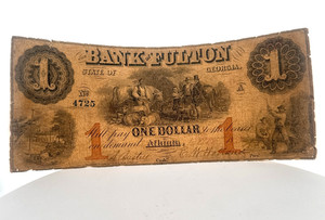 1858 $1 The Bank of Fulton Atlanta Georgia Obsolete Currency Bank Note