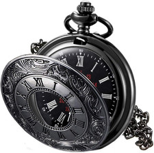 Vintage Pocket Watch for Men with Roman Numerals and Chain, 1Pc