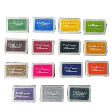 Ink Pad Craft Set (12 Color) Fabric Wood Paper Stamping DIY Scrapbook (15pc)