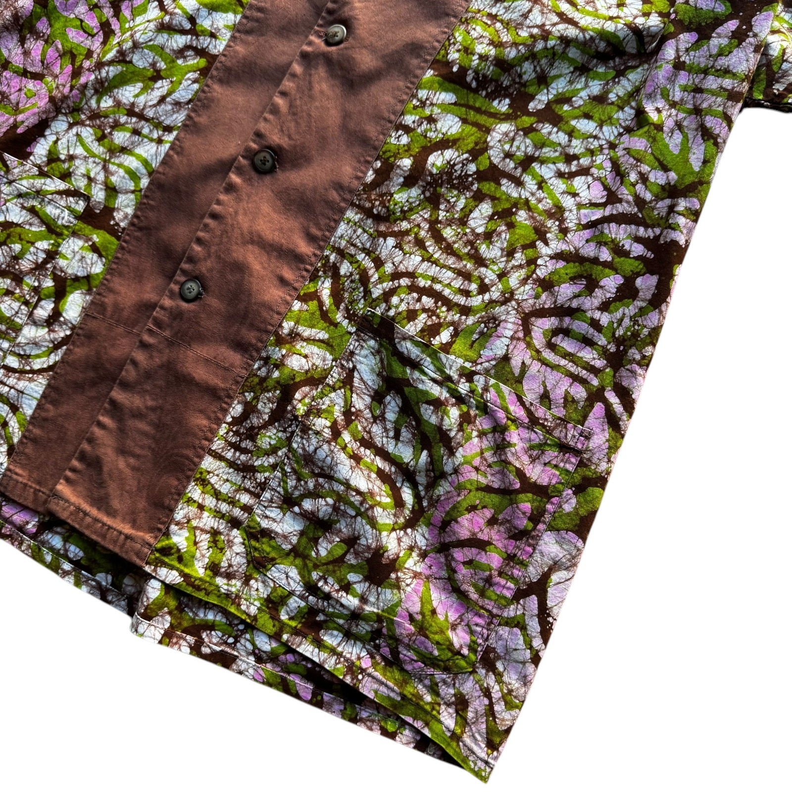 Vintage African Print Patchwork Short Sleeve Shir… - image 2