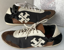 Tory Burch Retro ~ Wo's 9M ~ Suede Leather Textile ~ Low Top Sneakers ~ Lace Up