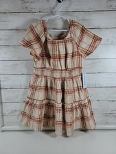 Cat  Jack Girls Plaid Brown Casual Dress Small 6/7 NEW
