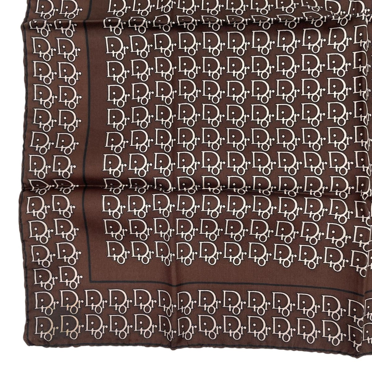 Dior Women's Scarf Silk Logo Trotter Pattern Brown Size From Japan